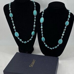 Stauer Caribbean Larimar 36” Station Turquoise Necklace NIB